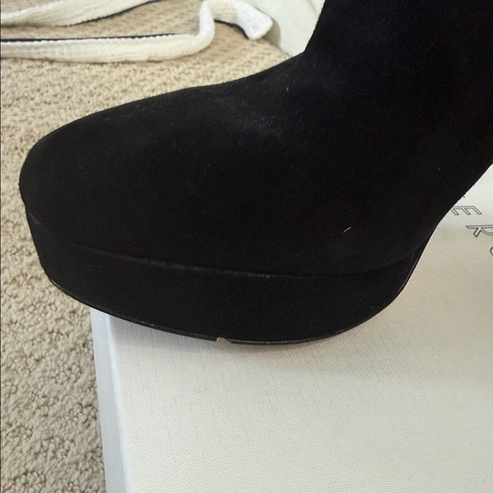 Veronica Beard Dali Bootie Black Suede Heeled Boots - Picture 2 of 10